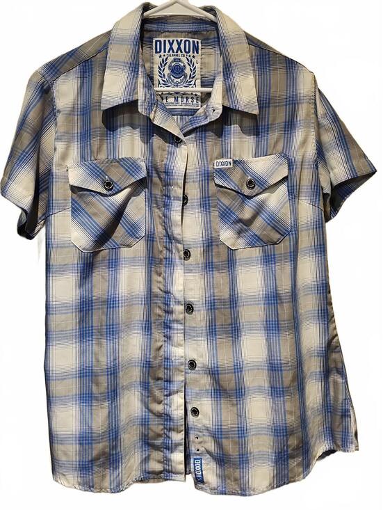 Tops - Dixxon Flannel Morse Bamboo Large L Blue Gray Plaid Short Sleeve Women's Shirt